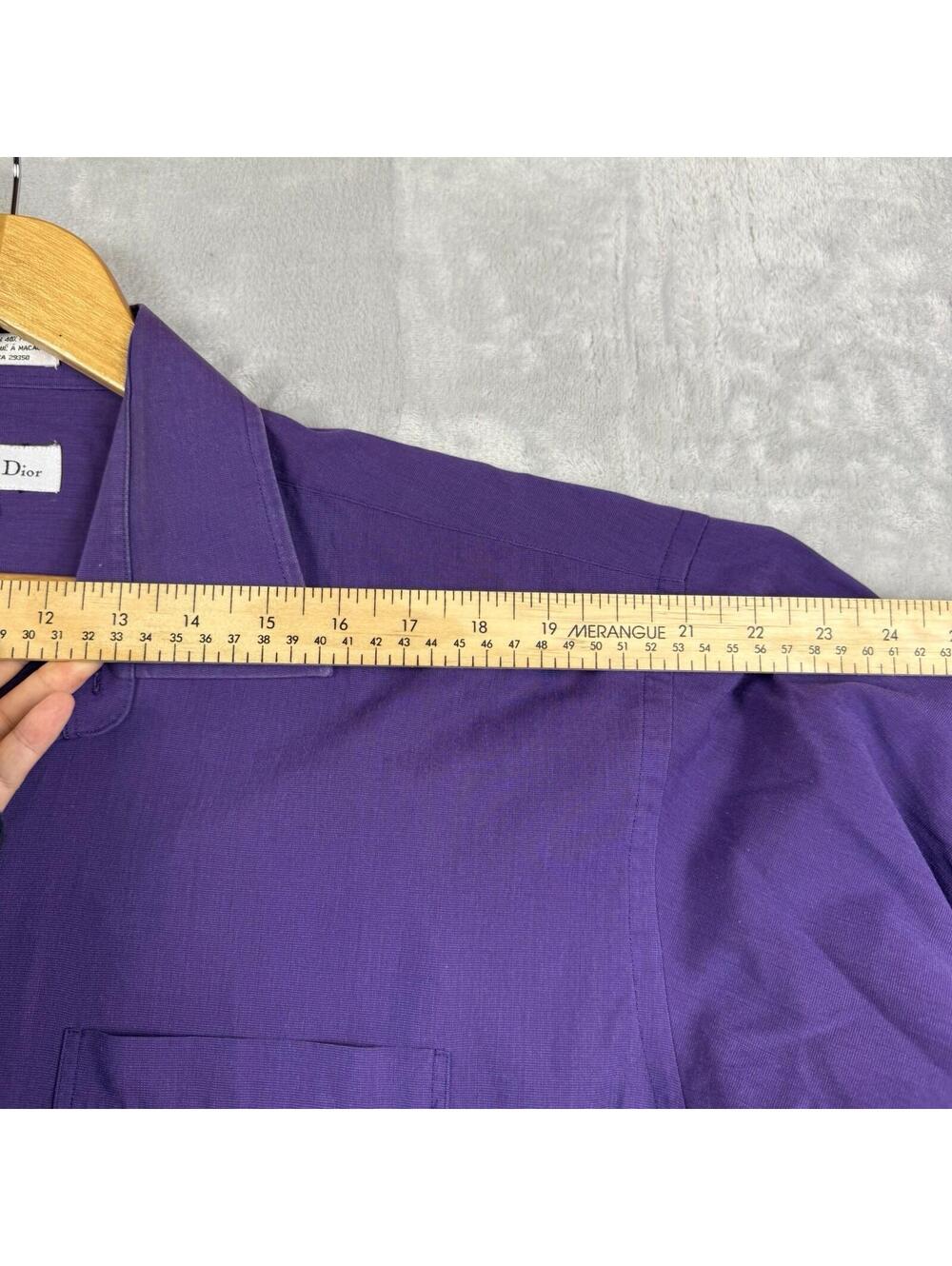 Vintage Christian Dior Dress Shirt Mens 17 34 35 Purple Button Up Preppy Luxury - Picture 7 of 10